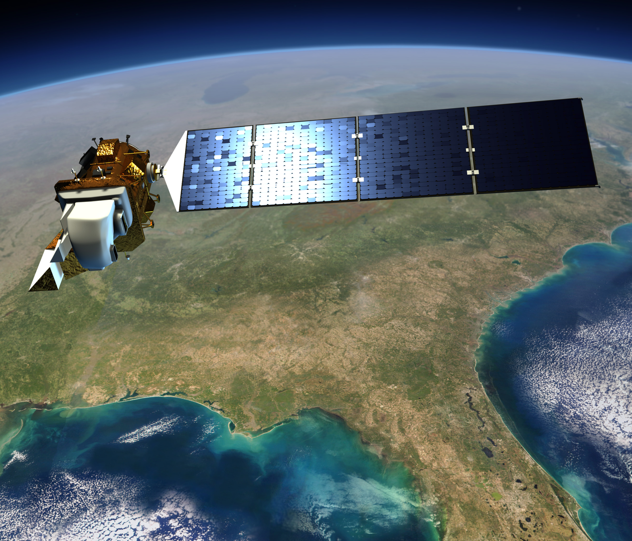 Landsat satellite over Earth
